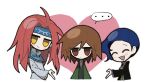  ... 3boys ^_^ black_jacket black_vest blue_capelet blue_eyes blue_headband brown_hair capelet chibi chibi_only chinese_commentary closed_eyes closed_mouth collared_shirt commentary_request enein_rundall green_jacket harada_mutei headband heart heart_hands heart_hands_duo highres jacket lesnuitsblanches long_hair long_sleeves male_focus medium_hair multiple_boys no_nose open_clothes open_jacket open_mouth red_eyes redhead saibou_shinkyoku shirt short_hair smile spoken_ellipsis utsugi_rangiri vest white_shirt yellow_eyes 