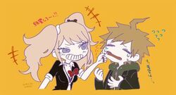  1boy 1girl blonde_hair brown_hair couple dangan_ronpa danganronpa_(series) enoshima_junko female male naegi_makoto 