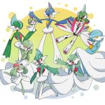  1other 3boys 5girls alternate_color arm_blade arm_up arms_up black_sclera blue_hair blue_skin blunt_bangs bob_cut bowl_cut colored_sclera colored_skin commentary_request english_commentary evolutionary_line flat_chest full_body gallade gardevoir green_hair green_skin grey_hair hair_between_eyes hair_over_one_eye hand_up happy holding holding_pokemon humanoid_robot iron_valiant joints kirlia kneeling leg_up medium_hair mixed-language_commentary mohawk monya multicolored_hair multicolored_skin multiple_boys multiple_girls one_eye_closed one_eye_covered open_mouth orange_eyes outstretched_arm outstretched_arms own_hands_together partial_commentary pokemon pokemon_(creature) ralts red_eyes redhead robot robot_joints shiny_and_normal shiny_pokemon short_hair sidelocks sitting smile spread_arms standing standing_on_one_leg steepled_fingers textless_version twintails two-tone_hair two-tone_skin v_arms weapon white_skin 