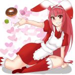 1girl beatmania doughnut food red_dress red_eyes red_hair red_hair red_skirt umegiri_ameto