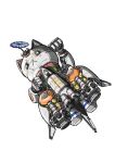  :&lt; animal-themed_vehicle booster_rocket commentary_request hachidori_(ippatsuya) highres maneki-neko matikanefukukitaru_(umamusume) mecha no_humans robot rocket satellite simple_background space_shuttle spacecraft umamusume white_background 