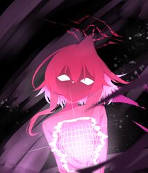  1girl absurdres aura blue_archive broken_halo glowing hair_between_eyes halo highres hoshino_(blue_archive) hoshino_terror_(blue_archive) looking_at_viewer pink_hair show_bob_show spoilers 