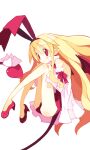  absurdres blonde_hair bow demon_girl demon_tail demon_wings disgaea flonne flonne_(fallen_angel) harada_takehito high_heels highres leotard long_hair long_tail looking_at_viewer makai_senki_disgaea non-web_source photoshop_(medium) pointy_ears red_eyes red_leotard red_tail red_wings ribbon simple_background smile tail tail_bow tail_ornament white_background wings 