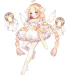  1girl :3 :d angel_(ark_order) angel_wings ao_jun ark_order bell blonde_hair blue_eyes blush bow braid constellation_print detached_wings diadem dress flower forehead frilled_dress frills full_body gears gloves hair_ornament halo holding holding_flower long_hair looking_at_viewer mini_wings official_art pantyhose pink_pupils pointy_ears puffy_dress red_flower red_rose rose see-through see-through_legwear short_dress sidelocks smile solo standing standing_on_one_leg star-shaped_pupils star_(symbol) star_hair_ornament star_print stirrup_legwear symbol-shaped_pupils tachi-e toeless_legwear transparent_background twin_braids variant_set veil very_long_hair white_dress white_gloves white_pantyhose white_wings wings yellow_bow 