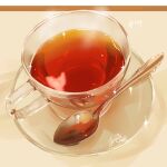  artist_name cup food food_focus no_humans original saucer spoon steam takisou_sou tea teacup 