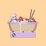  1girl amanogawa_shiina blonde_hair crab cross_(vgne4542) food highres long_hair nabe phase_connect simple_background solo violet_eyes 