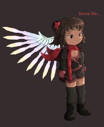  brown_eyes brown_hair cute oc original original_character serious stockings terraria terraria_character 