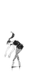  1girl ballet ballet_slippers black_hair closed_eyes dancing graphite_(medium) grey_pants greyscale highres long_hair monochrome original pants solo tp_p_pt traditional_media white_background 