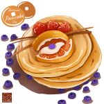  artist_logo artist_name blueberry food food_focus fruit highres no_humans original pancake pancake_stack simple_background strawberry white_background yuki00yo 