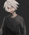  1boy black_background black_sweater gloves head_tilt looking_at_viewer red_eyes sanma_(sss_sss_ssu) simple_background slit_pupils solo soul_eater soul_evans sweater tongue tongue_out white_gloves white_hair 