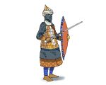  arabian_clothes armor highres knight male_focus medieval shield sword weapon white_background 