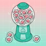  aqua_background cherry_blossoms emily_kim flower gacha gradient_background grid_background gumball_machine instagram_username no_humans object_focus original pink_background pink_flower simple_background source_request sparkle third-party_source 