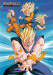  1990s_(style) 4boys absurdres aqua_eyes arm_up blonde_hair blurry blurry_background brothers character_name copyright_name dougi dragon_ball dragon_ball_z father_and_son halo highres kamehameha_(dragon_ball) long_sleeves male_focus multiple_boys muscular muscular_male non-web_source official_art open_mouth outstretched_arms retro_artstyle saiyan scan serious short_sleeves siblings sleeveless son_gohan son_goku son_goten spiky_hair super_saiyan trunks_(dragon_ball) wrist_cuffs 