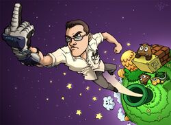 angry_video_game_nerd block clouds flipping glasses goomba gray_pants koopa koopa_troopa middle_finger outer_space pens pipe power_glove power_glove_(nintendo) purple_background space stars super_mario_bros. super_mario_bros. super_mario_galaxy white_shirt xdestinysforcex youtube 