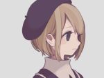  1girl beret black_eyes blush_stickers brown_hair hat high_collar looking_ahead maco22 original portrait short_hair smile solo 