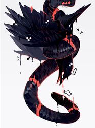 absurdres animal animal_focus artist_name bird constriction crow crrn english_commentary full_body halo highres melting no_humans original simple_background snake twitter_username white_background 