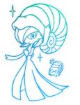  bob_cut dress envi55109095 gardevoir hair_over_one_eye highres lineart looking_at_viewer omanyte pokemon pokemon_(creature) shell simple_background sketch smile sparkle spiral surprised white_background 