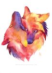 affectionate animal artist_name cuddling english_commentary multicolored_fur wolf wolf-minori