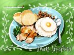  chicken_(food) chili_pepper egg_(food) food food_focus fried_egg highres khao_man_gai meat no_humans original plate rice spoon tomma_mayuka 
