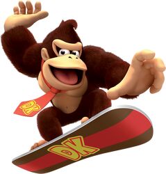  1boy 3d arms_up body_fur brown_eyes brown_fur character_name clothes_writing donkey_kong full_body furry furry_male happy jumping looking_at_viewer male_focus mario_&amp;_sonic_(series) mario_&amp;_sonic_at_the_olympic_winter_games monkey_boy muscular muscular_male navel necktie official_art open_mouth outstretched_arm pectorals red_necktie simple_background smile snowboard snowboarding solo standing stomach super_mario_bros. third-party_source tongue transparent_background 