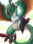  claws digimon digimon_(creature) feathered_wings galemon highres horns nigreenwalker no_humans orange_feathers solo tail talons wings yellow_eyes 