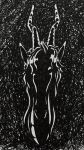  1boy black_background dio_brando furrification furry furry_male greyscale hartebeest highres horns jojo_no_kimyou_na_bouken monochrome non-web_source obscured portrait shadow 