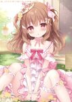  1girl :o brown_eyes brown_hair dress looking_at_viewer melonbooks original pink_dress shirosei_mochi solo tagme tiara two_side_up 