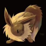  :o animal_focus black_background bright_pupils commentary_request dated eevee highres looking_to_the_side mei_ford no_humans open_mouth pokemon pokemon_(creature) solo white_pupils 