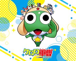  angol_mois black_eyes black_hair blonde_hair blue_hair copyright_name dororo_(keroro_gunsou) frog giroro glasses hat headphones hinata_aki hinata_fuyuki hinata_natsumi hood hoodie jacket keroro keroro_gunsou kururu_(keroro_gunsou) long_hair looking_at_viewer mask mouth_mask ninja_mask nishizawa_momoka official_art official_wallpaper redhead school_uniform short_hair simple_background star_(symbol) tamama weapon yoshizaki_mine 