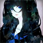 1girl black_hair blue_eyes blush long_hair original rinndouk school_uniform smile 
