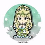  1girl blonde_hair chibi circlet fire_emblem fire_emblem_engage green_eyes high_ponytail kiritaki long_hair mature_female queen_eve very_long_hair 