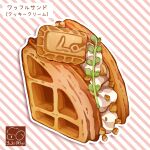  artist_logo cookie cream food food_focus garnish highres no_humans nut_(food) original striped_background waffle yuki00yo 