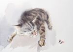  animal animal_focus cat closed_eyes closed_mouth lying nara_watercolor no_humans on_side original painting_(medium) sleeping traditional_media watercolor_(medium) 