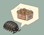  animal_focus chicken_nuggets commentary crustacean english_commentary everson_woodlouse food_focus full_body green_background highres isopod no_humans original simple_background solo speech_bubble spoken_food 
