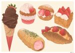  bread cream fajar_kurniawan food food_focus fruit ice_cream ice_cream_cone no_humans original pastry strawberry sugar_(food) 