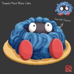  artist_logo artist_name cake food food_focus food_name grey_background highres mont_blanc_(food) no_humans plate pokemon pokemon_(creature) simple_background tangela yuki00yo 