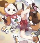  1boy animal_ears brown_footwear cat_boy child closed_mouth commentary_request commission indie_virtual_youtuber kemonomimi_mode long_sleeves looking_at_viewer male_focus on_floor paw-shaped_pupils shorts solo symbol-shaped_pupils tatamaru_(vtuber) tea_(apieceoftheworld) virtual_youtuber 