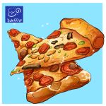  artist_logo artist_name cheese food food_focus highres meat no_humans original pepperoni pizza yuki00yo 