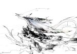  animal_focus cliff clouds deepsea9013 dragon no_humans open_mouth original sketch solo white_background 