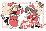  5girls aioi_yuuko bag cat christmas christmas_present english_text gift hat merry_christmas minakami_mai multiple_girls naganohara_mio nichijou professor_shinonome sakamoto_(nichijou) santa_costume santa_hat shinonome_nano signature snowii_cat 