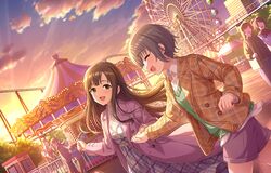 brown_eyes brown_hair dress idolmaster long_hair mizumoto_yukari smile