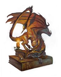  animal_focus book candle claws commentary dragon dungeons_&amp;_dragons english_commentary full_body horns minimized monster mouse_(animal) no_humans official_art oil_painting_(medium) painting_(medium) pseudodragon scales simple_background tail tom_babbey traditional_media western_dragon white_background wings yellow_eyes 