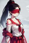 1girl black_hair blindfold chen_pringles highres non-web_source ponytail red_blindfold solo yong_jie_wujian 