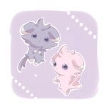  alternate_color border closed_mouth commentary_request espurr grey_fur highres no_humans pink_hair pokemon pokemon_(creature) purple_background shiny_pokemon simple_background suimin_ap_(aroniumu) tail violet_eyes white_border 