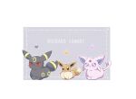  alttla0 blush border bright_pupils cat_loaf closed_mouth commentary_request eevee espeon grey_background heart lying no_humans on_stomach pokemon pokemon_(creature) smile umbreon white_border white_pupils 