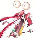  1girl anatomical_nonsense animal_ears blood blue_bow bow disembodied_eye hakos_baelz hakos_baelz_(1st_costume) hololive hololive_english jaw_drop long_tongue morishima_hitoshi mouse_ears mouse_girl mouse_tail nosebleed open_mouth redhead simple_background skirt sleeves_past_wrists solo tail tail_bow tail_ornament tongue tongue_out twintails what white_background 