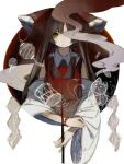  1girl ascot bow cat detached_sleeves frilled_bow frilled_hair_tubes frills gas gohei hair_bow hair_tubes hakurei_reimu highres red_bow ribbon-trimmed_sleeves ribbon_trim skirt skirt_set solo touhou white_background yellow_ascot zhixie_jiaobu 