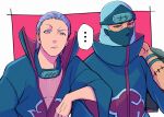  ... 2boys character_request colored_sclera commentary highres japanese_clothes kimono looking_at_viewer male_focus mask mouth_mask multiple_boys naruto_(series) short_hair simple_background speech_bubble spoken_ellipsis takahasikari1 upper_body 