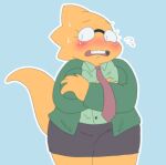  1girl 2020s 2022 adorable alphys anthro anthro_only aruput aruput_ut big_breasts blush blushing_female breast_grab breasts chubby chubby_anthro chubby_female cute deltarune embarrassed female_anthro female_only glasses grabbing_own_breast green_background huge_breasts lizard lizard_girl lizard_tail monster neck_tie necktie non-mammal_breasts open_mouth reptile reptile_girl reptile_tail scalie simple_background solo_anthro solo_female sweat tail teeth undertale uniform yellow_body yellow_skin 