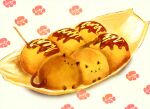  cat floral_background food food_focus no_humans original takoyaki toothpick yasuyomatsuda 